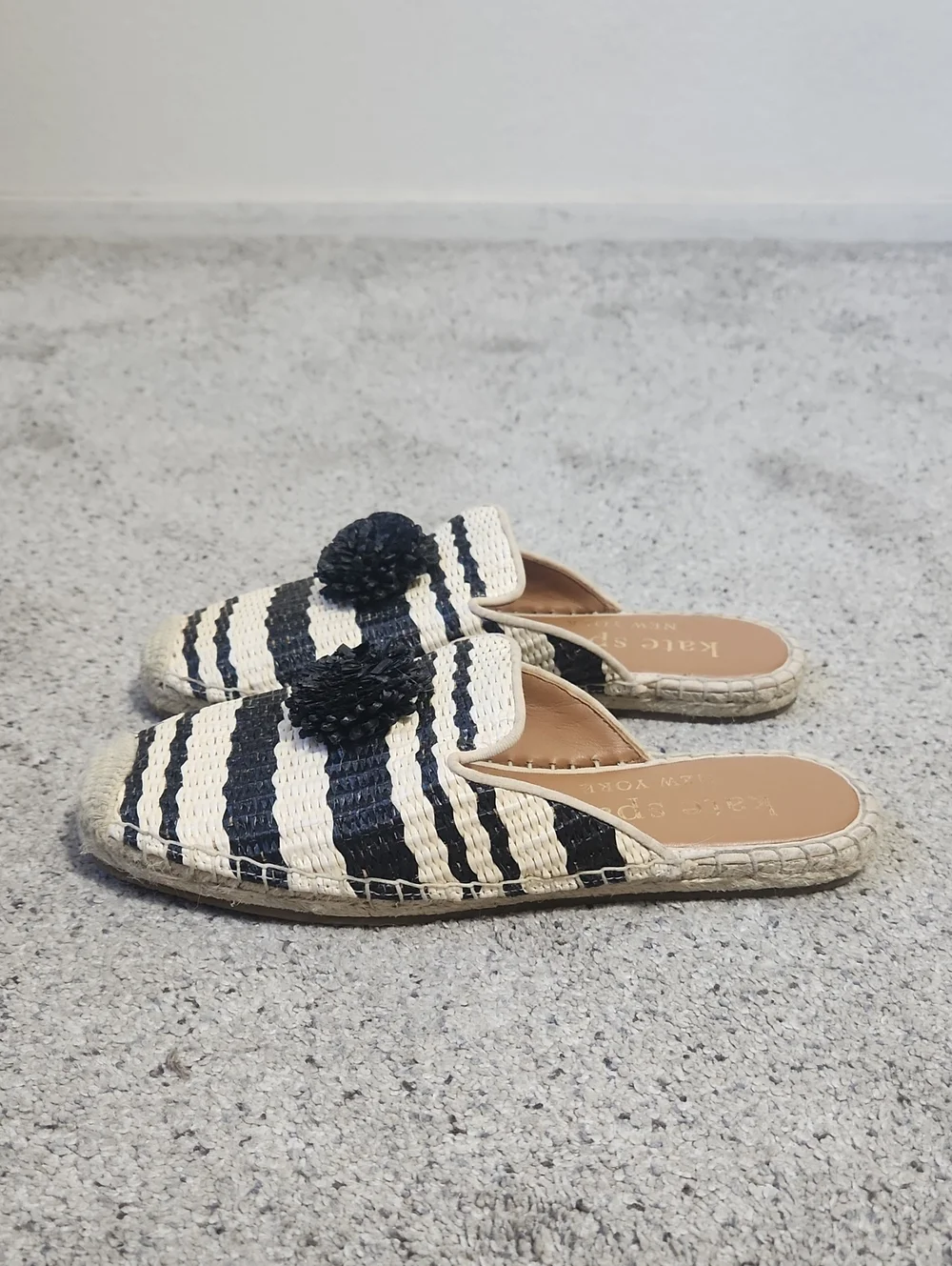 Kate Spade Solero Espadrille Size 7B Black/Cream Striped